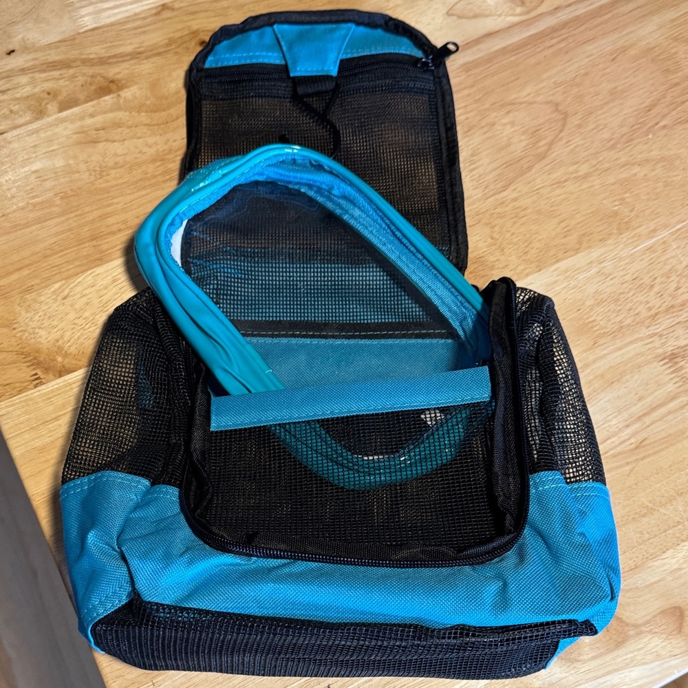 Aqua and Black Toiletry Bag